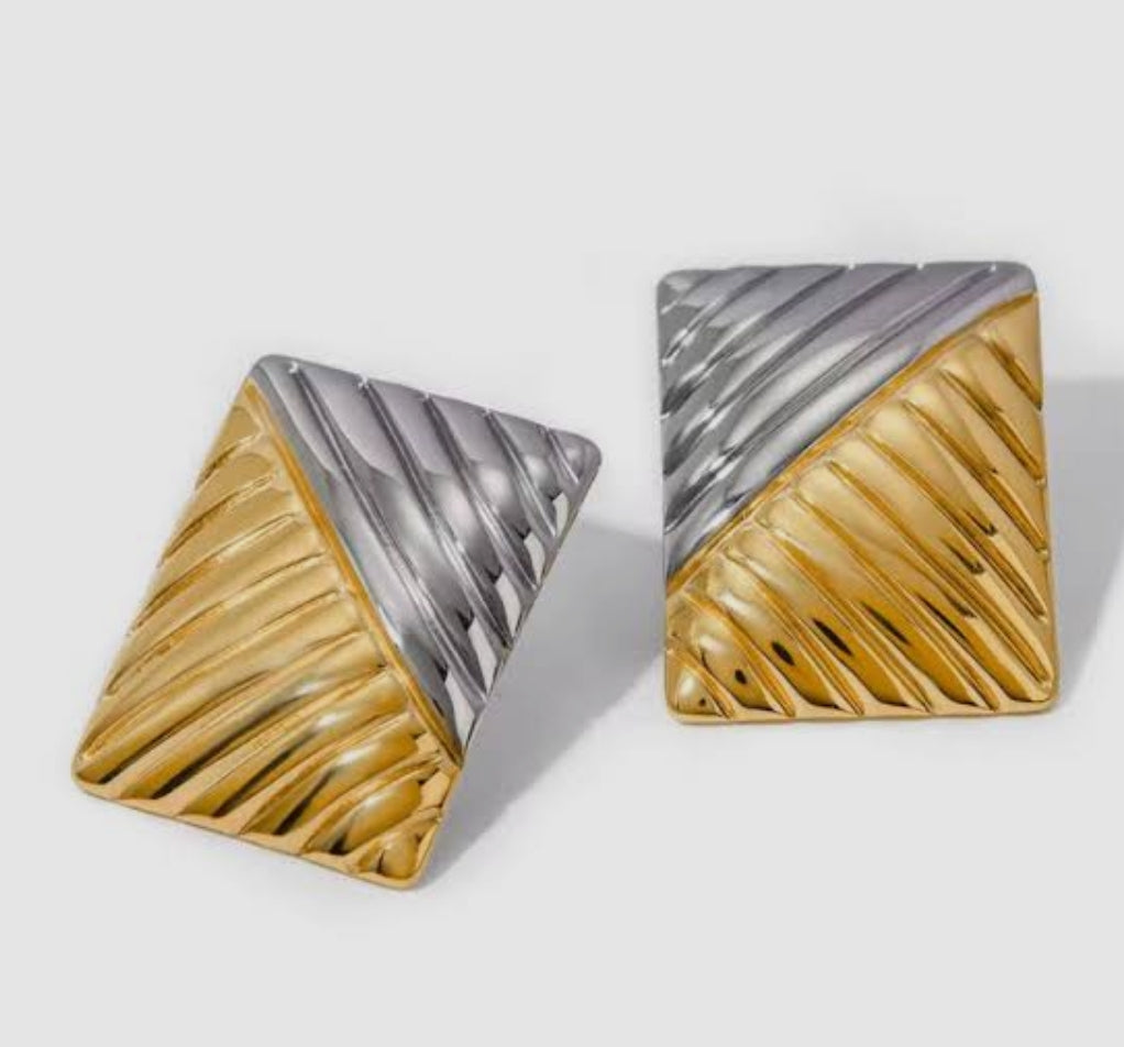 Ατσάλινα δίχρωμα σκουλαρίκια vintage