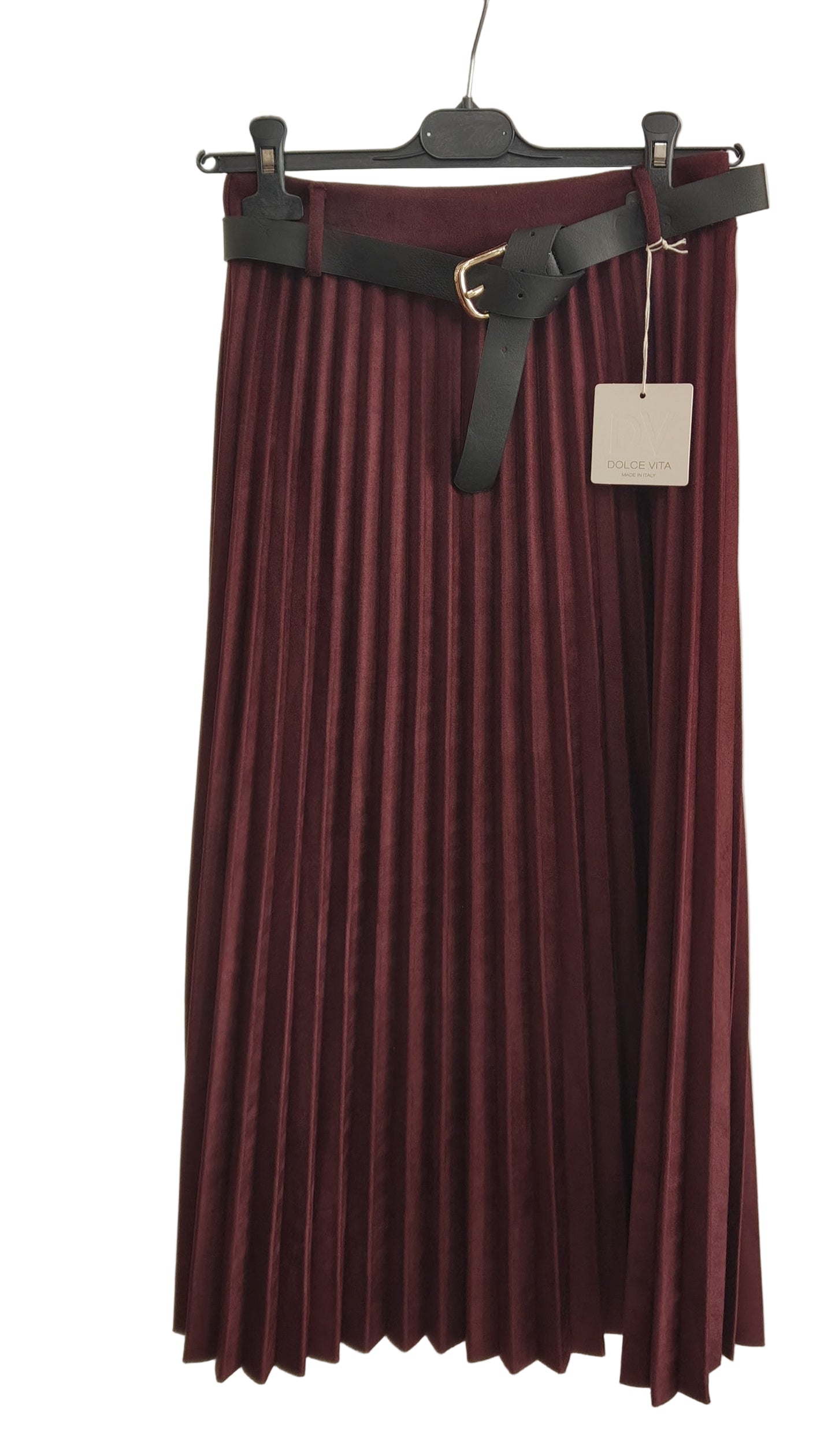 Φούστα Πλισέ Suede μπορντώ