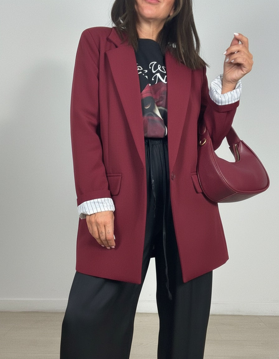 oversized σακάκι μπορντώ