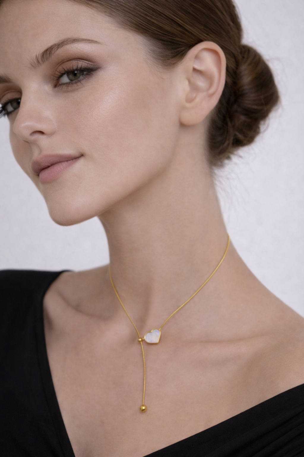 Ατσάλινο κολιέ με καρδιά από σμάλτο