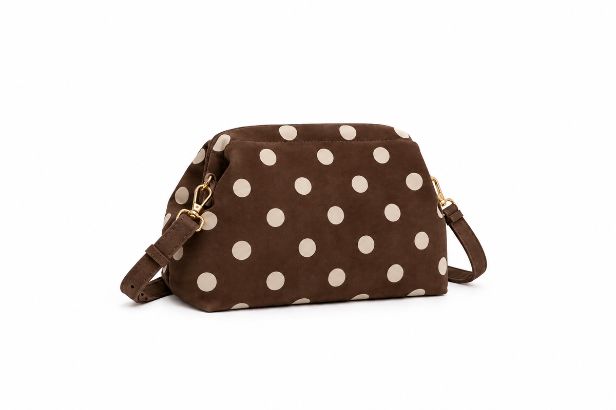Brown Suede Dot Bag