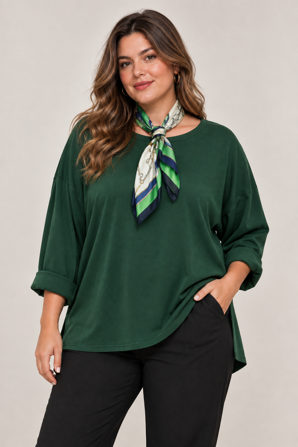 Green Scarf Blouse