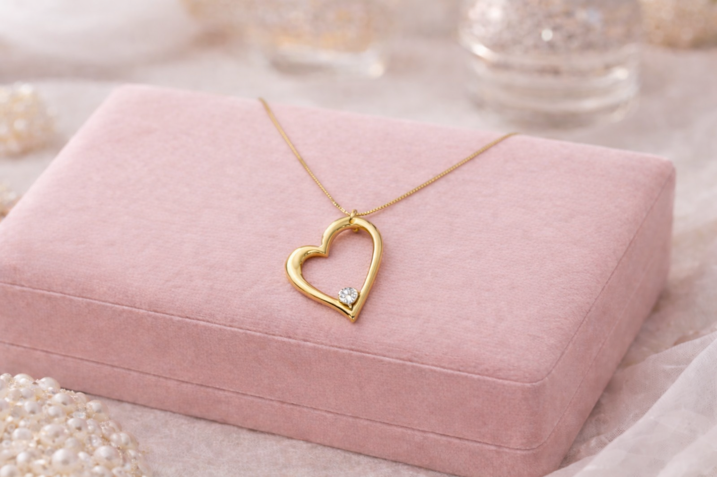 Ατσάλινο κολιέ με μεγάλη καρδιά και ζιργκόν 