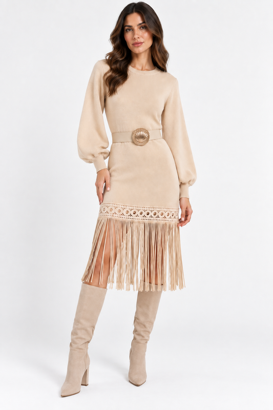 Beige forema me krosia elastiko plekto