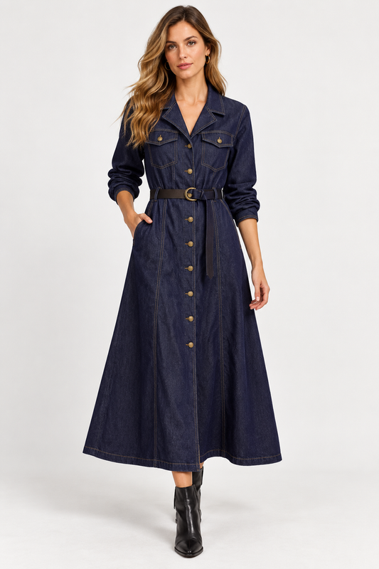 Denim Claire Dress Dark Blue