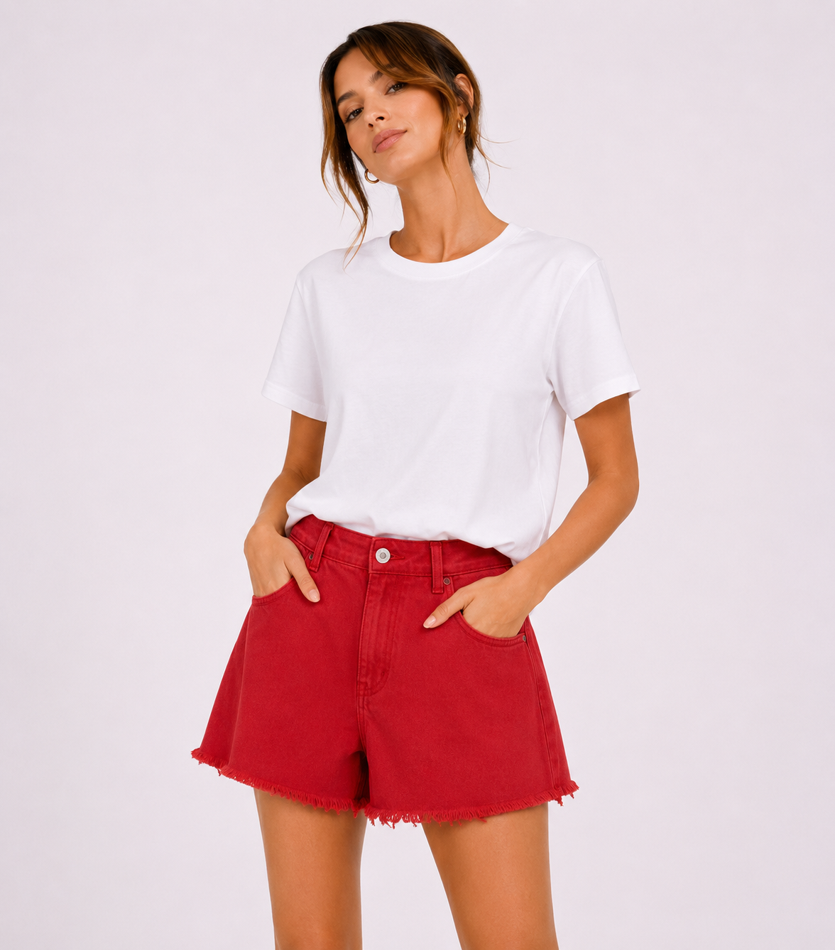 Jean shorts oversized kokkino