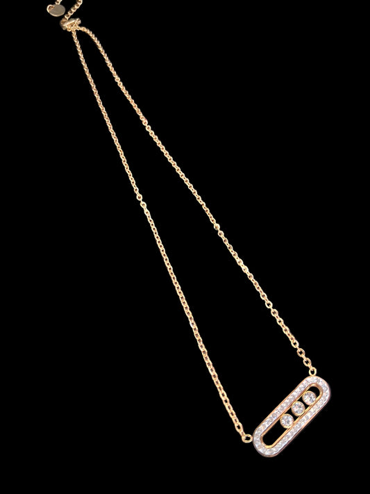 ατσάλινο κολιέ με μετακινούμενα ζιργκόν