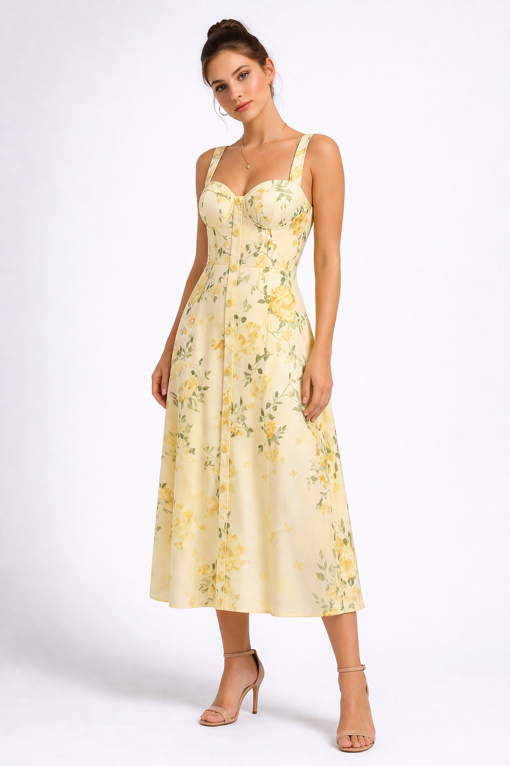 floral midi forema kitrino