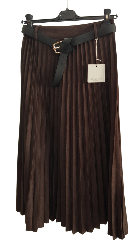 Φούστα Πλισέ Suede καφέ