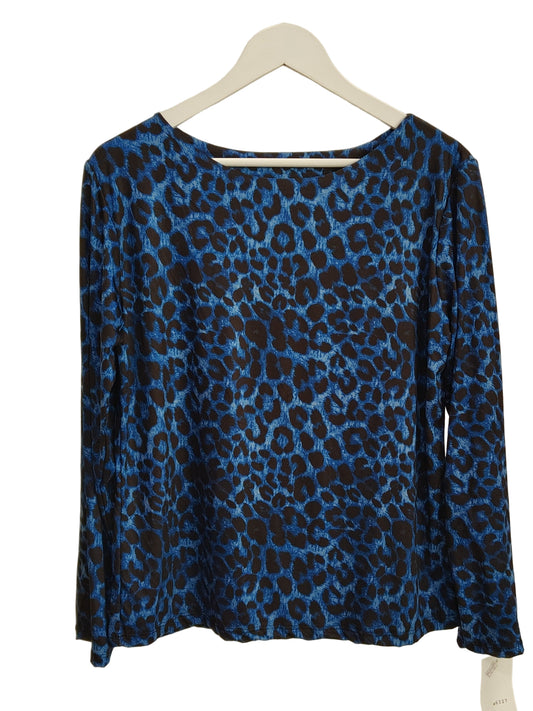 leopard print μπλούζα μπλε