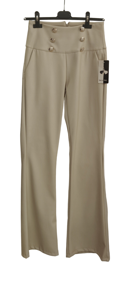 παντελόνι δερματίνη εκρού