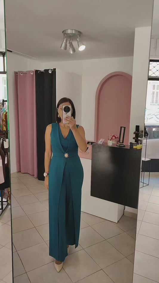 ολόσωμη φόρμα ελαστική πετρόλ