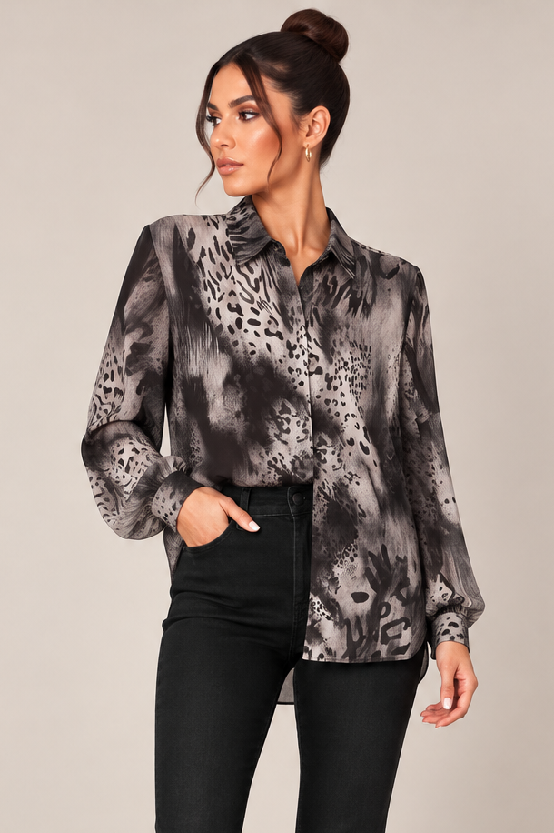 Μπλε Πουκάμισο με Leopard Print