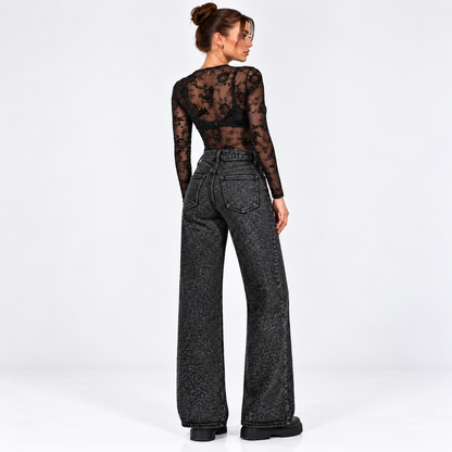 Γκρί Leopard Jean