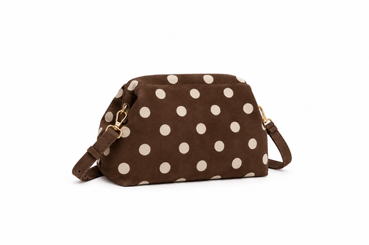 Brown Suede Dot Bag