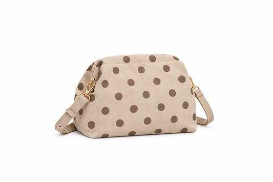 Beige Suede Dot Bag