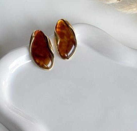 σκουλαρίκια με καφέ πέτρα