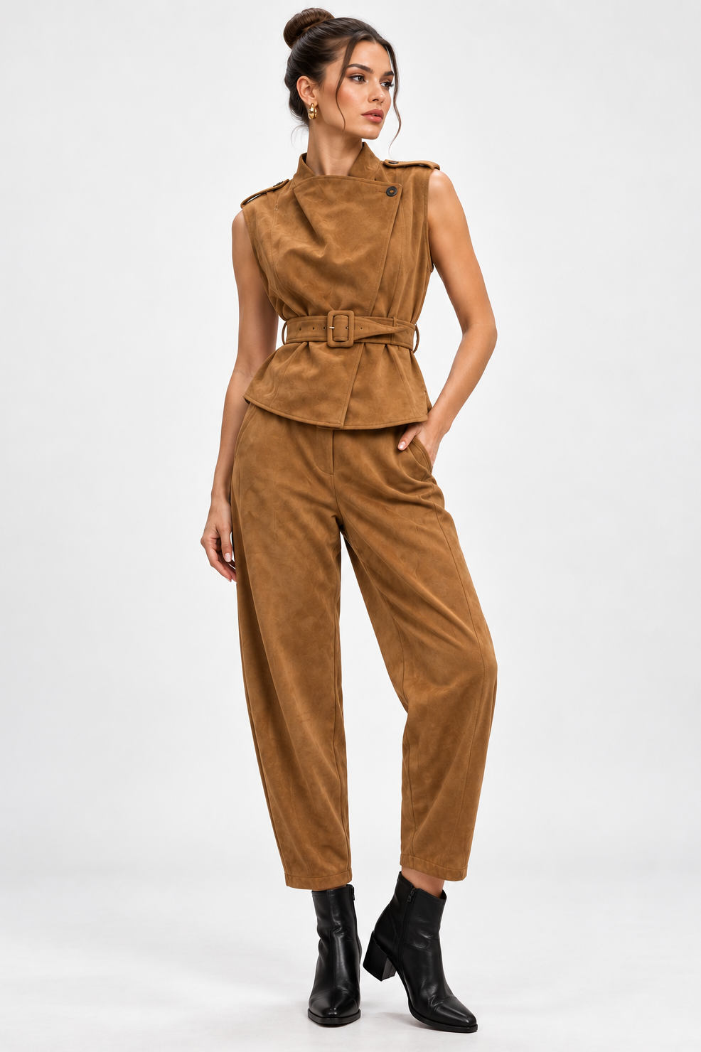 Suede set safari camel