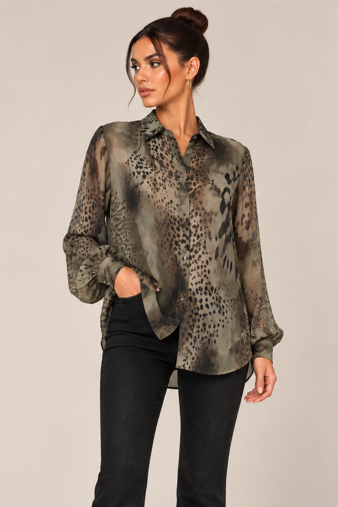 xaki poukamiso me leopard print 