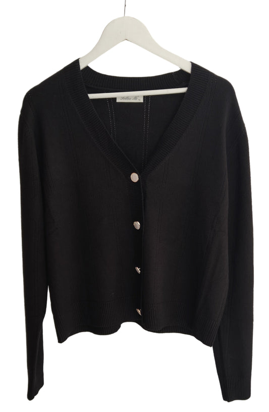 Ζακέτα πλεκτή με κουμπιά πέρλες μαύρη